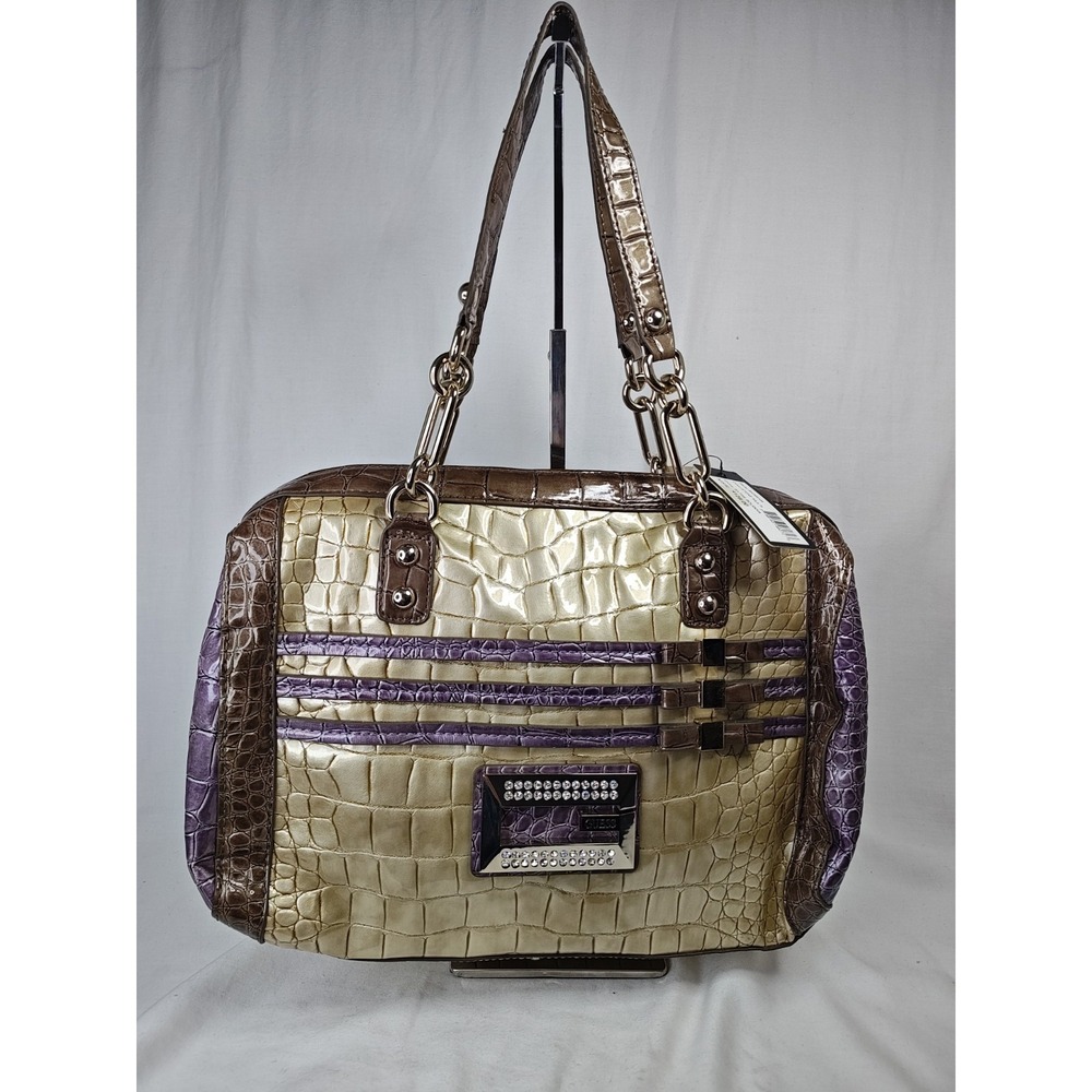 GUESS Satine Boudoir Stone Multi Croc Satchel Shoulder Bag NWT RH259729